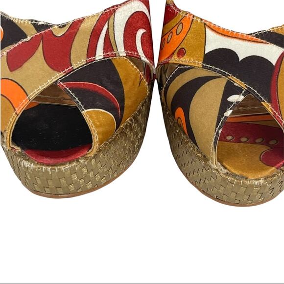 Sergio Zelcer Handmade Platform Retro Mod Print Peep Toe Platform Shoe Size 8 - Picture 9 of 11